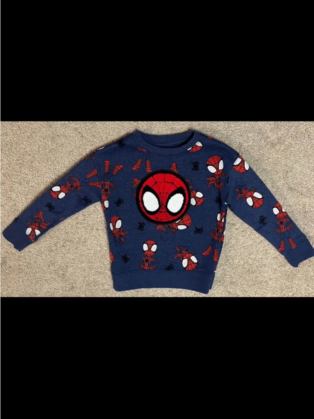 Marvel Blue Crewneck Sweatshirt with Red Spider-Man Face